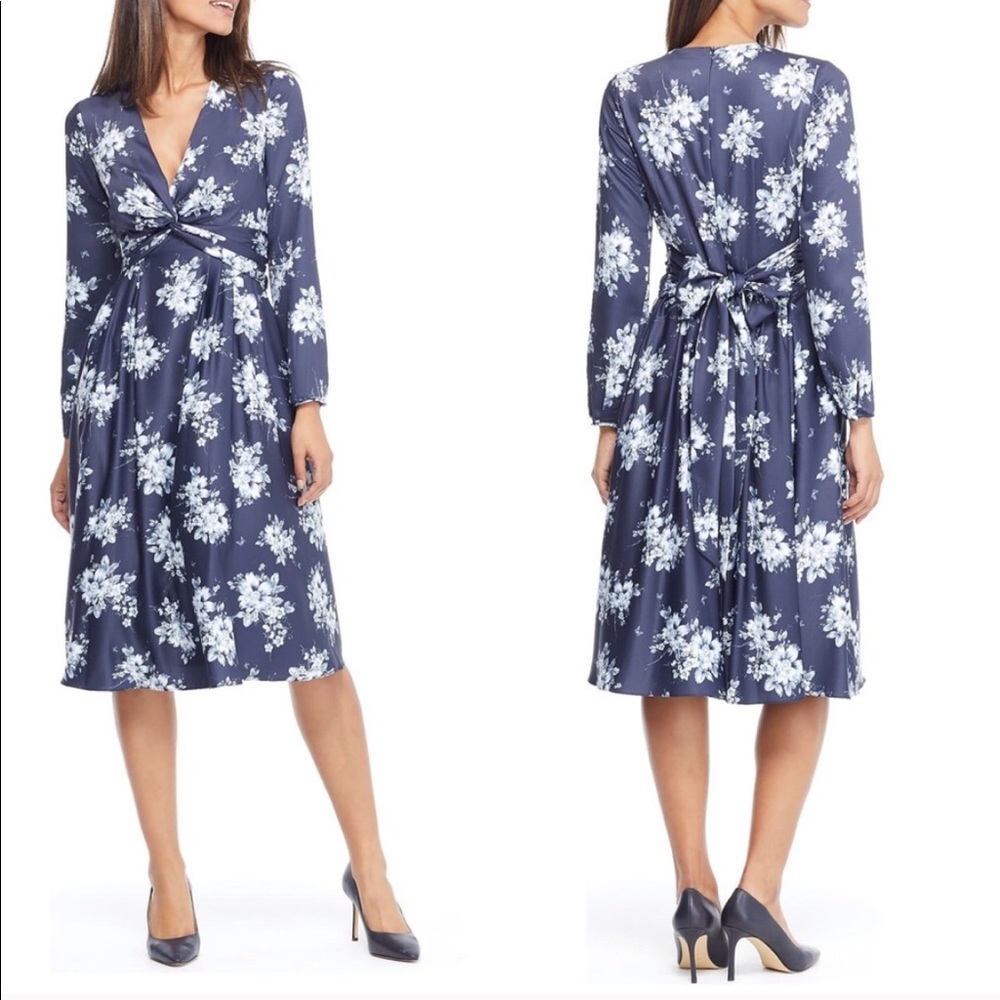 Gal Meets Glam Navy and White Floral Dress